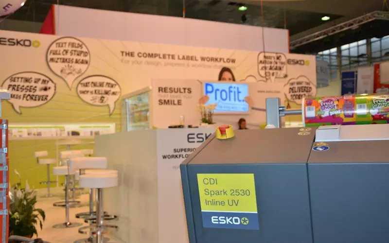 Esko is set to showcase how to make profit with a blend of quotes in the background with the CDI Spark 2530 inline UV at the fore