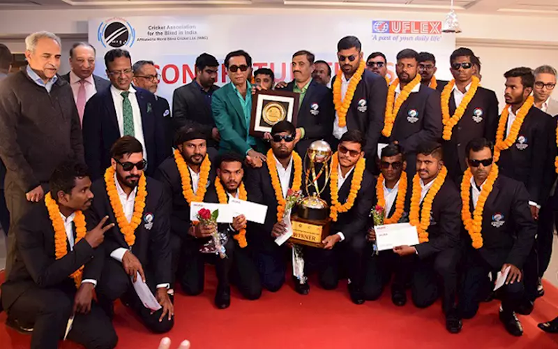 Ashok Chaturvedi felicitates Indian visually impaired cricket team