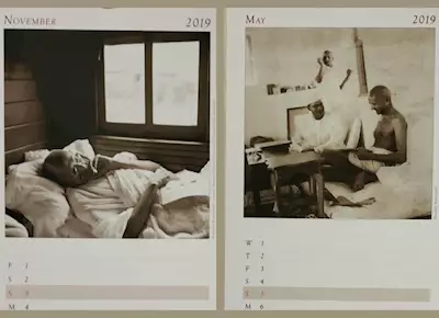 Anaswara calendar rare photos of Mahatma Gandhi