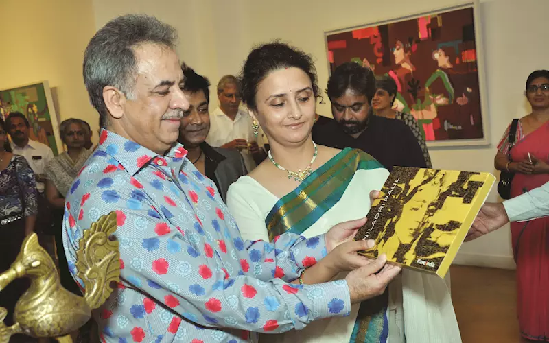 Rakesh and Anuradha Bhatnagar at an art exhibition