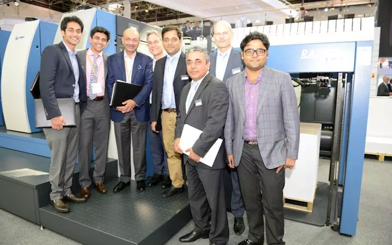 KBA’s Indian representative Indo Polygraph Mahcinery sold six machines at Drupa 2016. The packaging giant TCPL, which has put into service one KBA Rapida 106 press every year since 2012, has further consolidated its trust in KBA by sealing a big-ticket deal for three new KBA machines at the show. Of the three, a seven-colour plus double coater Rapida 106 combi UV press, which is planned for TCPL’s Silvassa unit, will be shipped in October 2016