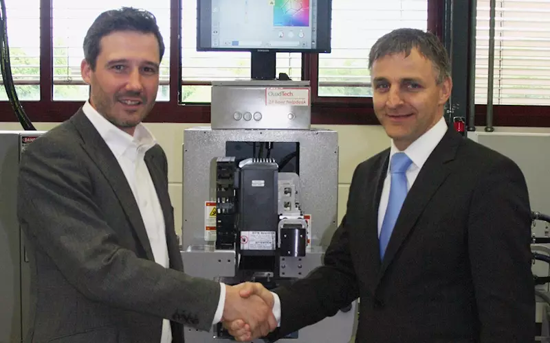 Stephan Doppelhammer (L), QuadTech Market Manager for Packaging and Bernd Sauter, CEO, Muller Martini&#8217;s Press Division