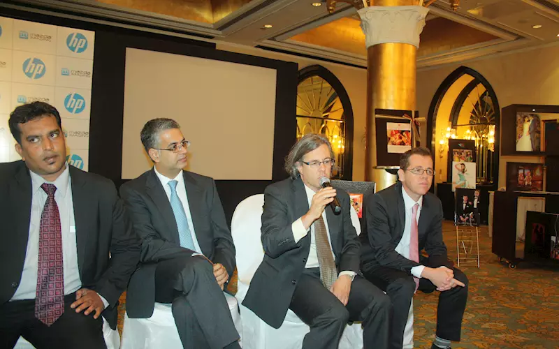 (l-r) A Appadurai of HP, Phiroze Havaldar of Mazda, Alon Bar-Shany and Roy Eitan of HP addressing the press-conference