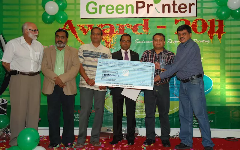 Times of India collecting the Green Printer award in 2011
