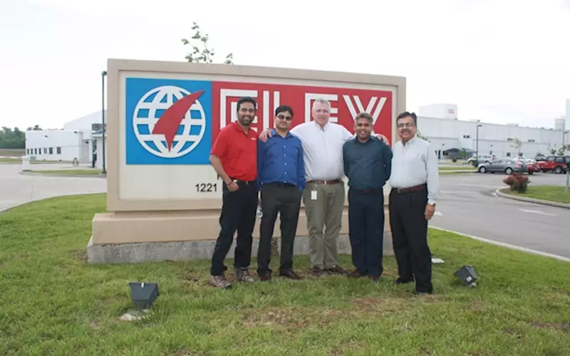 The core team of Flex Films (USA), from left, Praveen Murlidharan, responsible for IT; RatneshwarJha, responsible for accounts and finance; Wayne Morris, chief financial officer; KK Sharma responsible for production and Deepak Chopra, who take cares of sales and marketing