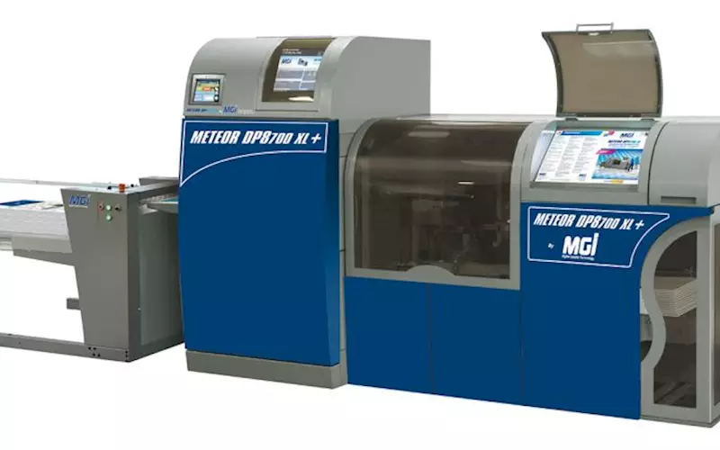 The Meteor DP 1000X toner press was announced, with the latest Konica Minolta toner engines for increased speeds up to 100 sheets per minute. It will feature MGI’s own modifications for longer sheets (up to 330x1,200mm), weights up to 450gsm and an offset pile feeder. It will also run inline with MGI’s DF Pro, which offers 20 different functions