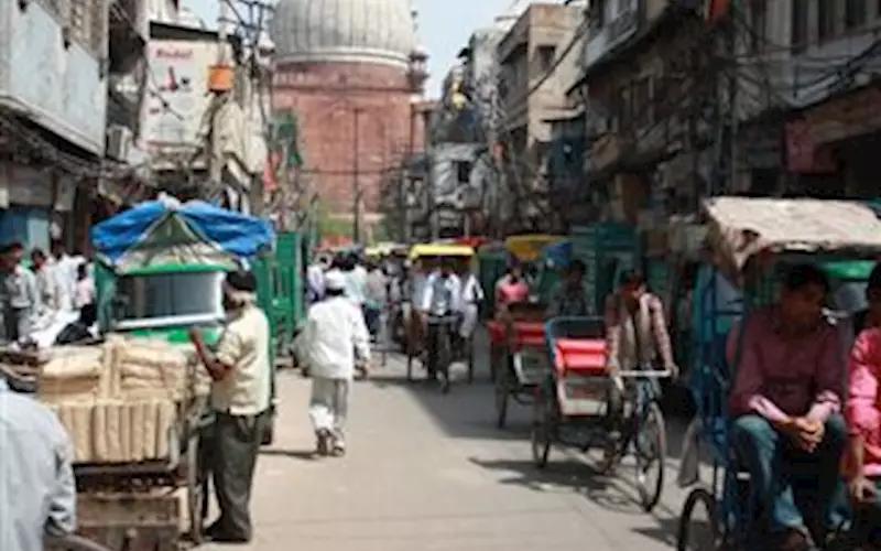 View of the iconic Jama Masjid from the paper market
