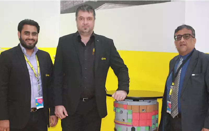 (l-r) Kunal Gandhi of CGS/AS Print Aids, Roman Kaschitz of Cito and Arun Gandhi of CGS/AS Print Aids. Cito Systems focused on its Drupa launches, including Automatic Cutter 3, Cito Cushion Crease, Cito Ultimate, Cito Laserinspektor and Cito EasyFix
