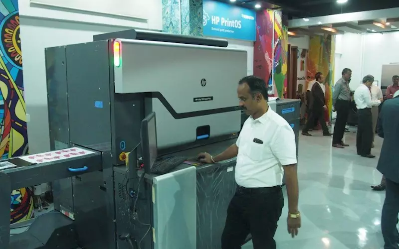 The Drupa launched HP Indigo 7900 is another attraction at the Centre of Excellence which had its first installation inaugurated at Jaipur this week. A visitor tries his hands at operating the press