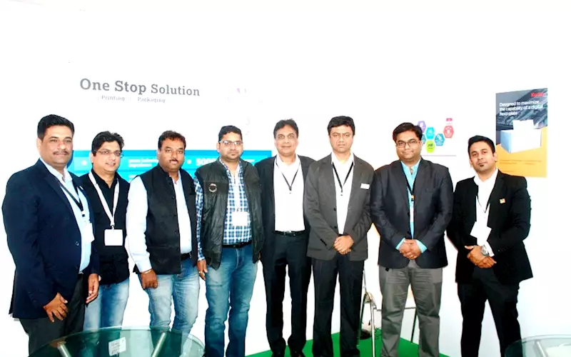 Vimal Paliwal of Guru Ji Graphics (fourth from left) and others at Labelexpo India 2016