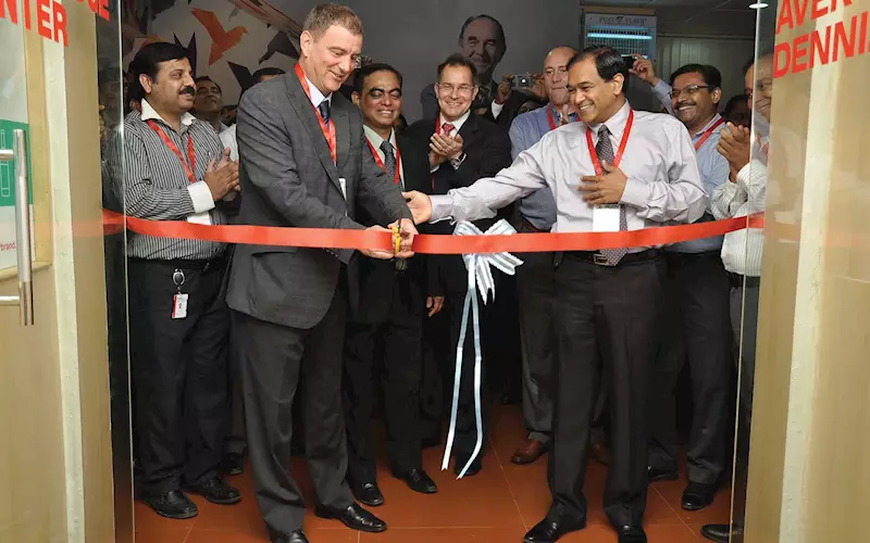 Heinrich Sutter of Gallus and Anil Sharma of Avery Dennison inaugurate the first Knowledge Centre in India