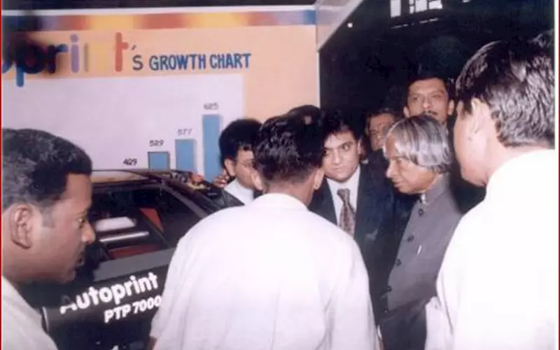 APJ Abdul Kalam, the then president of India visiting Autoprint&#8217;s stall at an exhibition held at New Delhi
