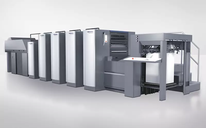 The Heidelberg Speedmaster CX 75 can run with classic UV for carton printing as well as LE-UV and LED UV