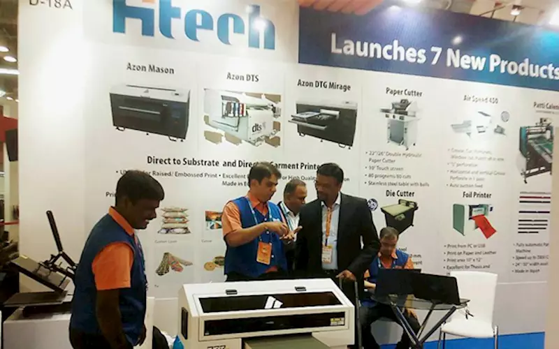 (c) Shah at Hi-Tech stall during PrintPack India show