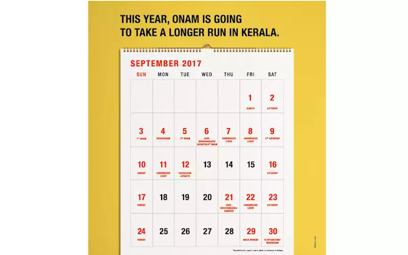 September has 20 holidays in Kerala this year