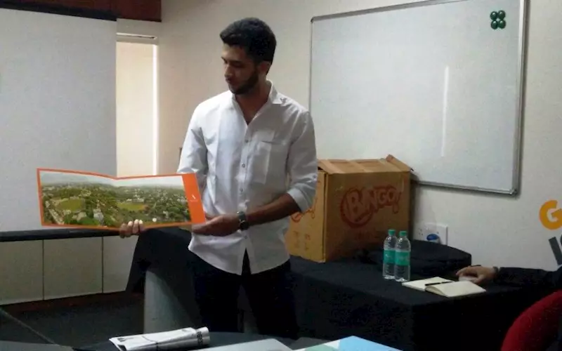 Sahil Rao of Akruti Offset showcases innovative boxes and brochures created at Akruti's Pune plant