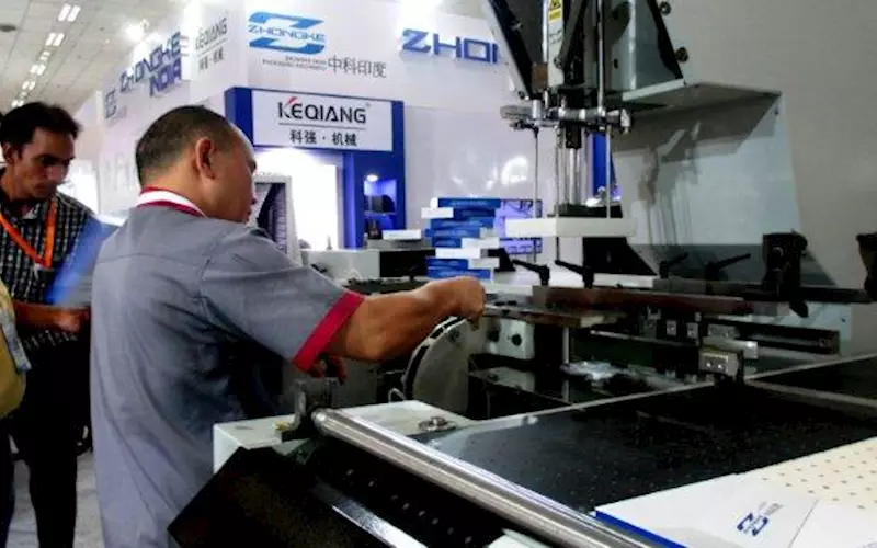 A provider of packaging machines, Zhongke India displayed its rigid box machine, case-making machine, dry lamination machine, box-forming machine, among others
