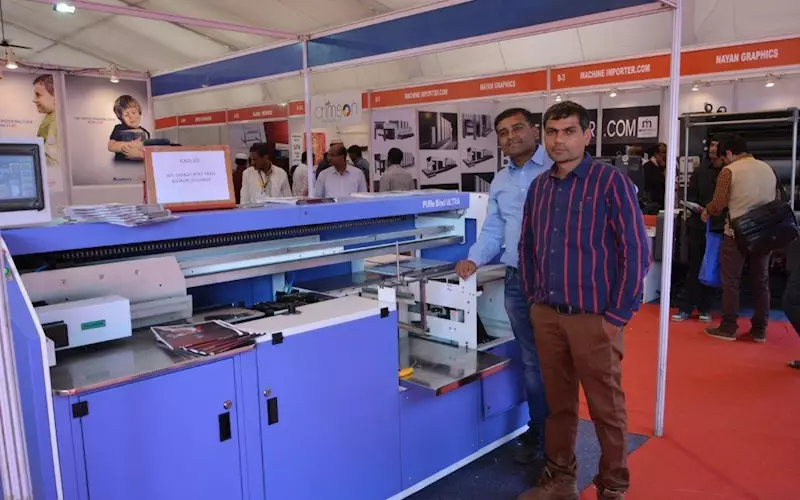 (l-r) Patel with Sudhir: &#8220;impressed with the features of the PUR eBind Ultra&#8221;