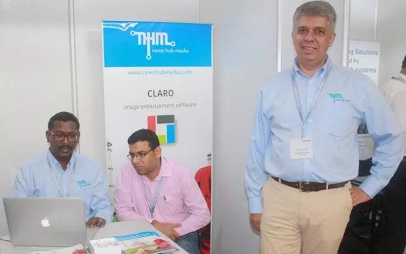 Swapan Chaudhuri (standing) of New Hub Media is exploring the market for Claro, an image enhancement software