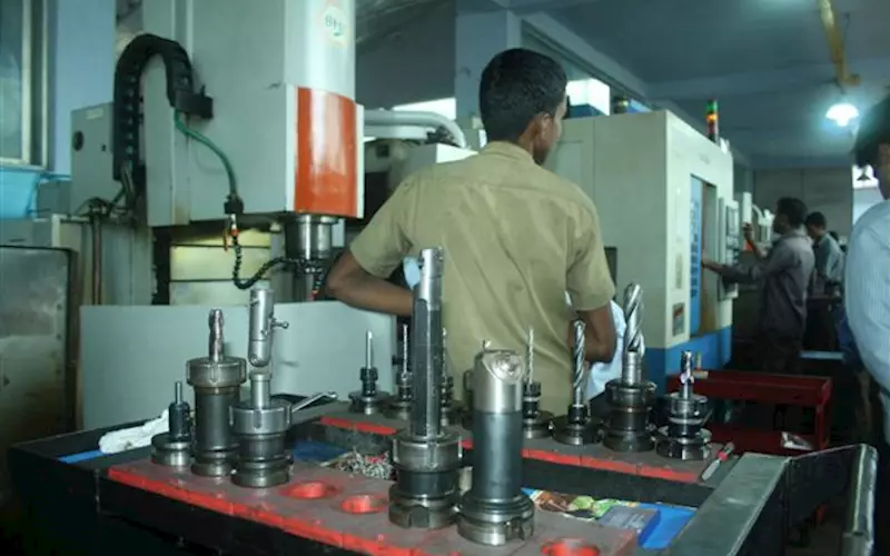 The different tool heads for CNC machines that produce critical machine parts, some of these parts are used by ISRO for metallurgical development of rockets