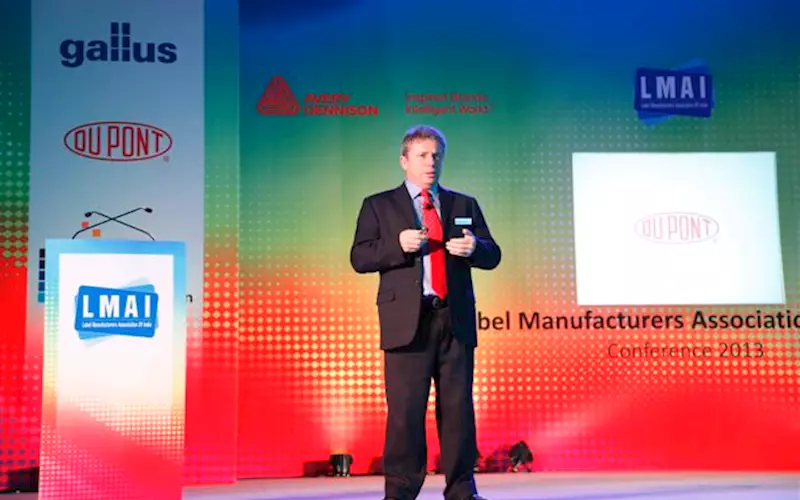 Lindsay Rice, sales manager of Dupont, spoke on trends in plate and plate making and hybrid dots in flexo plate making with a video on football to epitomise team-work in a flexo unit. Today, 15 thermal flexo units are installed by Dupont in India