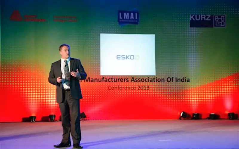 Peter Henderson, business development director of Esko highlighted trends in the Indian label flexo terrain. He stressed on consolidation, shorter run lengths, flexo and digital growing, automation, error reduction, MIS systems (JDF / JMF), single point of entry, web based approval systems to improve communication, contract proofing and 3D web-based proofing, and data management
