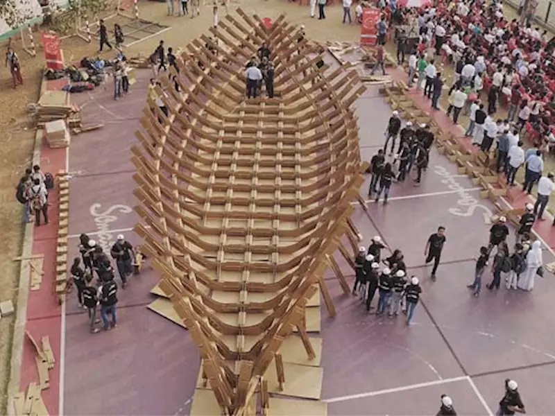 Guinness world record attempt for largest cardboard structure