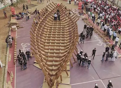 Guinness world record attempt for largest cardboard structure