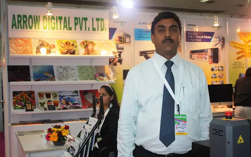 Arrow Digital displayed Jetrix KX5 UV flatbed printer at its stand. Prakash Chopra, business manager: We already have installed ten Jetrix in India in last one year, two in north, around six in west, and one in south