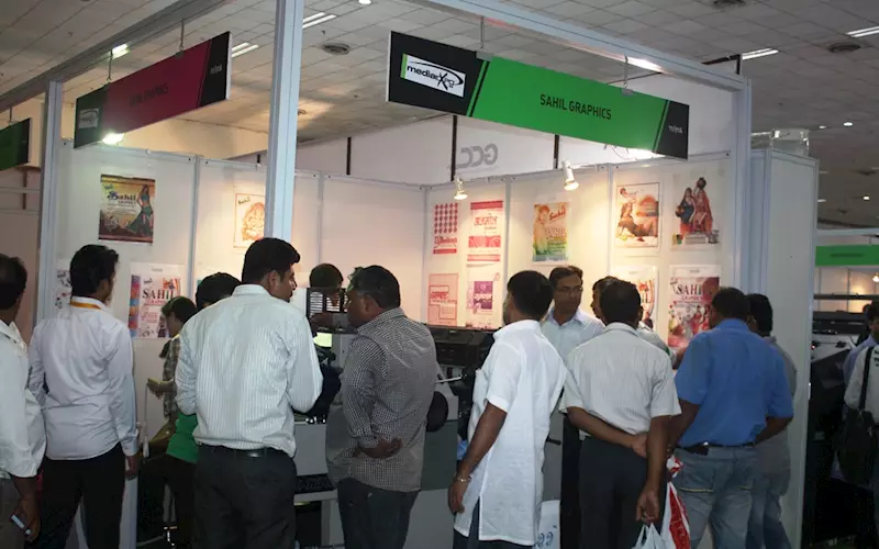 Sahil Graphics was the only offset machine manufacturer to exhibit at the show.It conducted live demo of its mini-offset machine for printing D-cut non-woven bags at the show