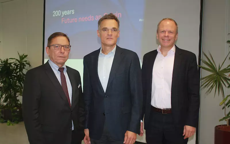 (from left) Klaus Schmidt (vice-president director marketing/corporate communications, Claus Bolza-Schünemann, CEO and Dr Mathias Dähn, CFO of Koenig & Bauer