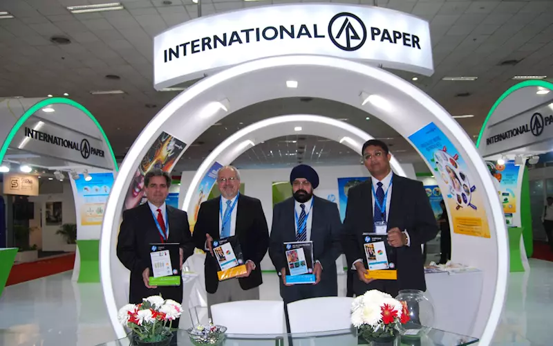 (l-r) Michael Amick, president, IP India; Matt Nuth, global business manager, HP Everyday Papers, HP; Jaspal Singh, senior VP, sales and marketing, IP India and Rampraveen Swaminathan, managing director and CEO, The Andhra Pradesh Paper Mills Limited