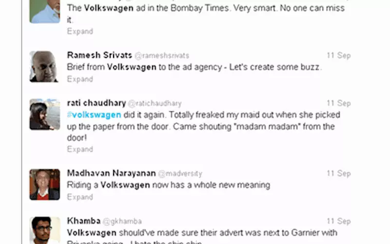 Some of the buzz created on Twitter by the "Vibrating newspaper' innovation