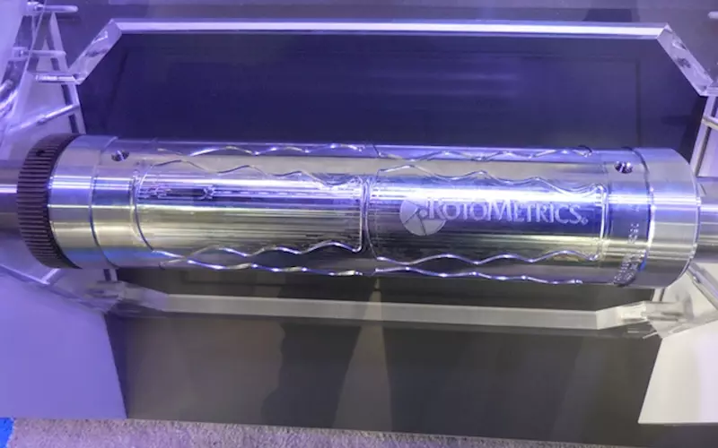 A RotoMetrics cylinder on display at Labelexpo