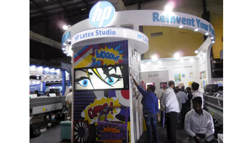 HP had two booths. In one booth, the company focused on the signage industry and showcased value proposition with Latex printers. The other booth displayed a mix of solutions