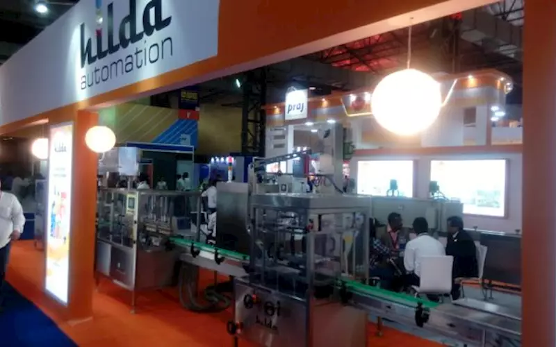 Hilda Automation with its packaging machinery for liquid and beverages industry at the exhibition has displayed live demonstration of several models of their filling and sealing machines