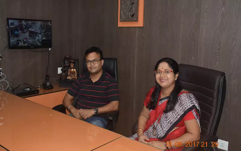 (from left) Tanmoy Roy Chowdhury and his wife Anamika, the owners of New Manikya Press