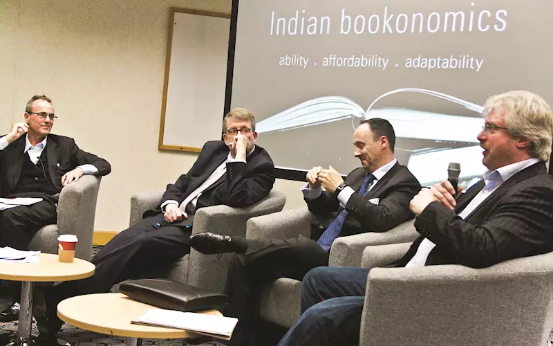 (l-r) Mills, Hetherington, Murray and Bradford: putting to test the Indian book printers and scrutinising their capabilities in the global book market