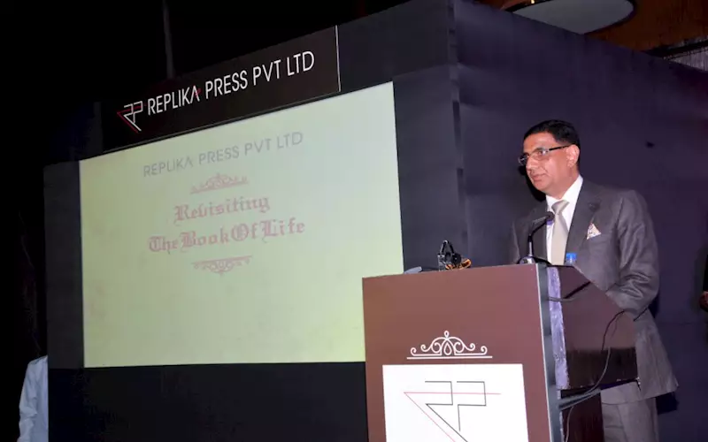 Vote of thanks by Bhuvnesh Seth, managing director of Replika. The company was facing a bottleneck in the post-press segment. Therefore, it invested heavily in a new building with a floor space of more than 4,80,000 sq/ft, not far from its existing facility in Sonepat