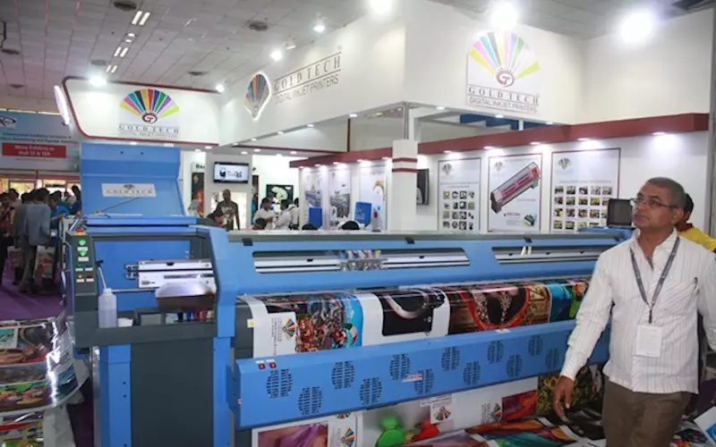 Goldtech Graphics launched a high speed printer with Konica 512i 30pl 8 printing head, which can print 2.600 sq/ft per hour