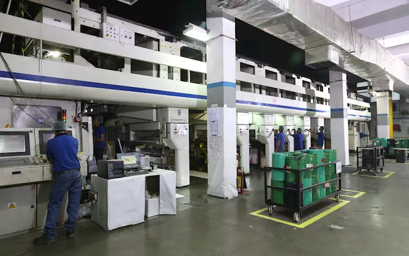 Packaging: The eight-colour rotogravure printing machine at Uflex's Packaging Plant in Noida
