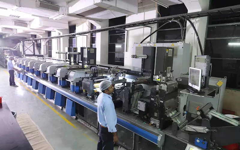 Holography & Labels: The nine-colour Gallus printing machine at Uflex&#8217;s Noida plant