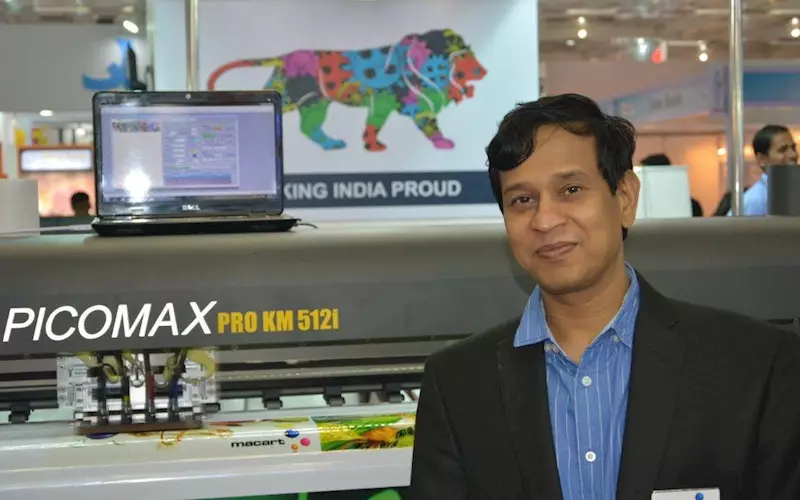 Pune-based wide-format print equipment manufacturer Macart unveiled a new solvent printer with Konica Minolta 30 picoliter printhead, which can print at 1,200 sq/m per hour in two passes at a resolution of 360x760 dpi