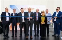 Visteon President and CEO Sachin Lawande, US Ambassador to Bulgaria H.E. Kenneth Merten, Minister of Innovation and Growth Milena Stoycheva, and Deputy Mayor of Finance and Healthcare for Sofia Municipality Ivan Vasilev and the opening ceremony.