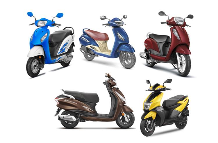 India's top 10 best-selling scooters accounted for 439,723 units or 89 percent of the total 492,584 units (-12.14%) sold in February 2019. 