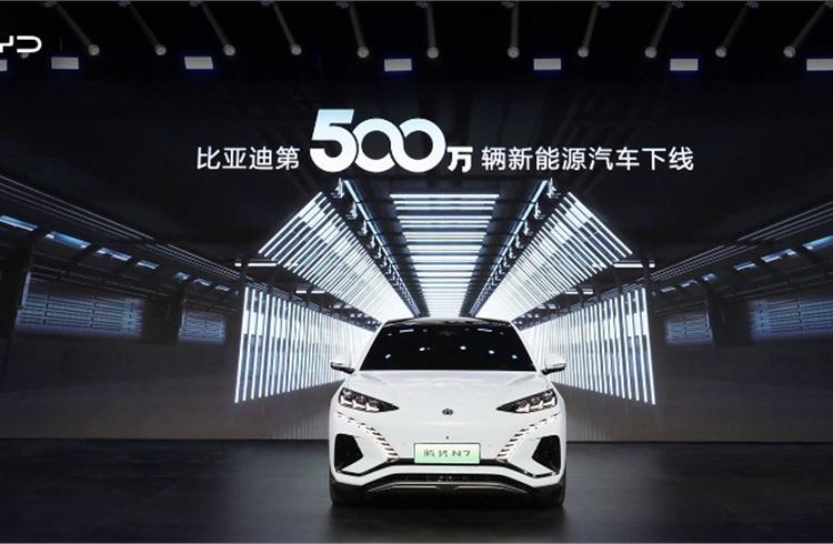 An Atto 3 e-SUV was the five-millionth BYD EV, which rolled out on September 21. 