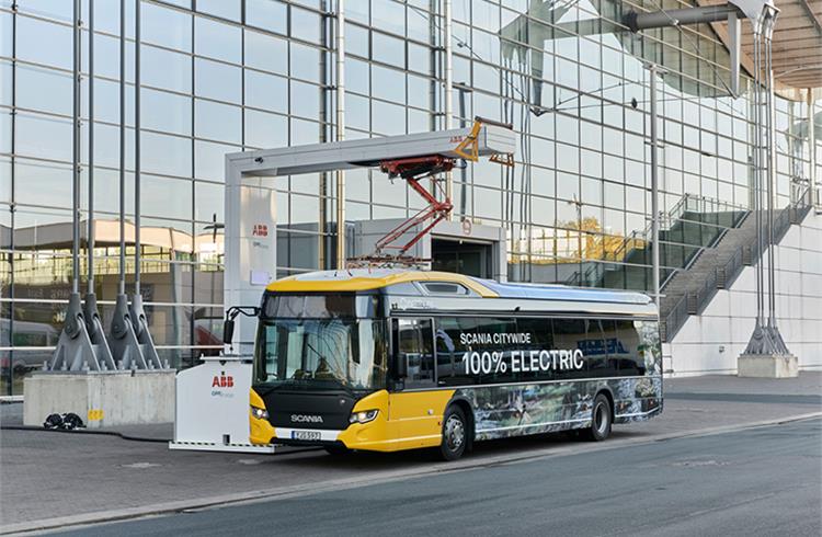 Scania Citywide LF Electric in the city of Oestersund