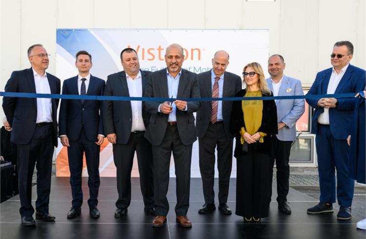 Visteon President and CEO Sachin Lawande, US Ambassador to Bulgaria H.E. Kenneth Merten, Minister of Innovation and Growth Milena Stoycheva, and Deputy Mayor of Finance and Healthcare for Sofia Municipality Ivan Vasilev and the opening ceremony.