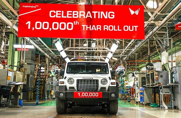 The 100,000th Mahindra Thar rolled out from the Nashik plant on March 29, 2023. 