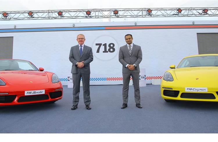 L-R: Deesch Papke, CEO, Porsche Middle East and Africa FZE, alongside Pavan Shetty, MD, Porsche India.